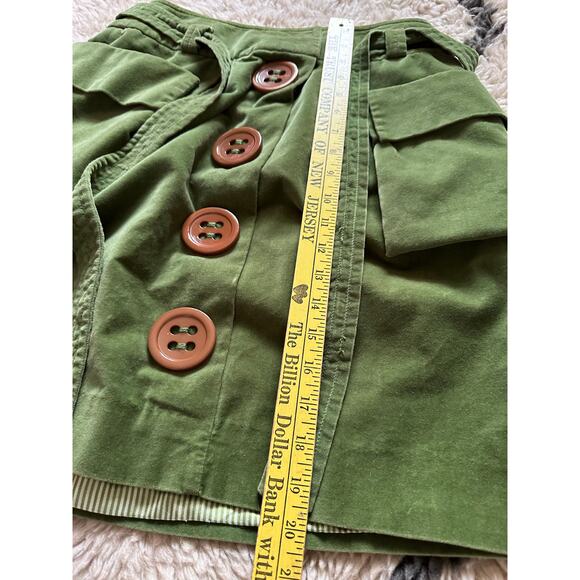 Anthropologie elevenses plush skirt fairy story deep pockets green belted button - Picture 12 of 16